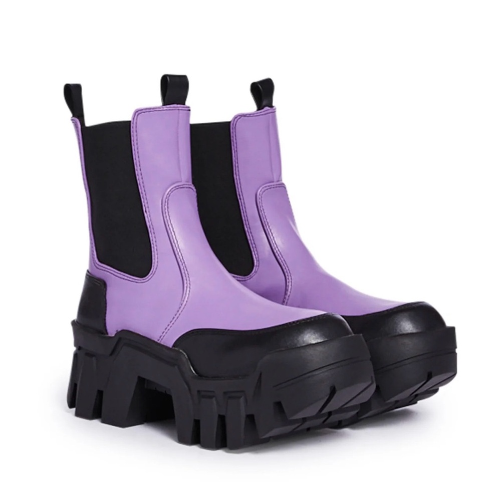 Women's Purple & Black Ankle Boots 8 1/2